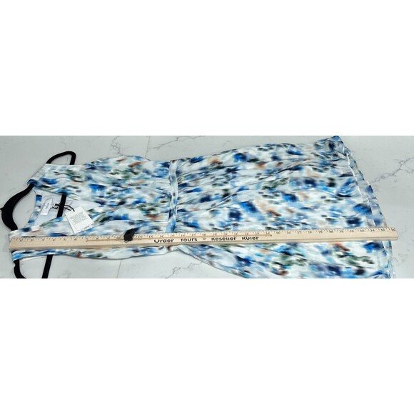 Reiss Dress Blue Green Abstract Print Fit Flare Pockets Size 2 NEW - Picture 5 of 15